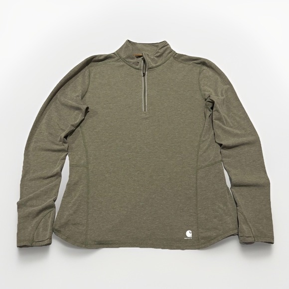 Carhartt Tops - Carhartt Force Womens Green Midweight Synthetic Base Layer 1/4-Zip Top Sweater M